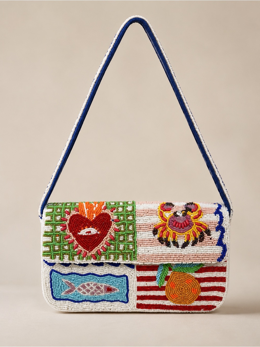 Amalfi Coast Beaded Patchwork Shoulder Bag
